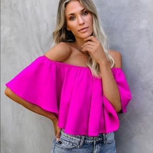 LAST CHANCE Hot pink off the shoulder top NWOT
